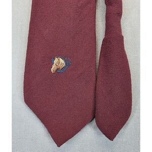 Vintage Resilio‎ Lambswool Tie Maroon Horse Head Lasso Equestrian Classic Office